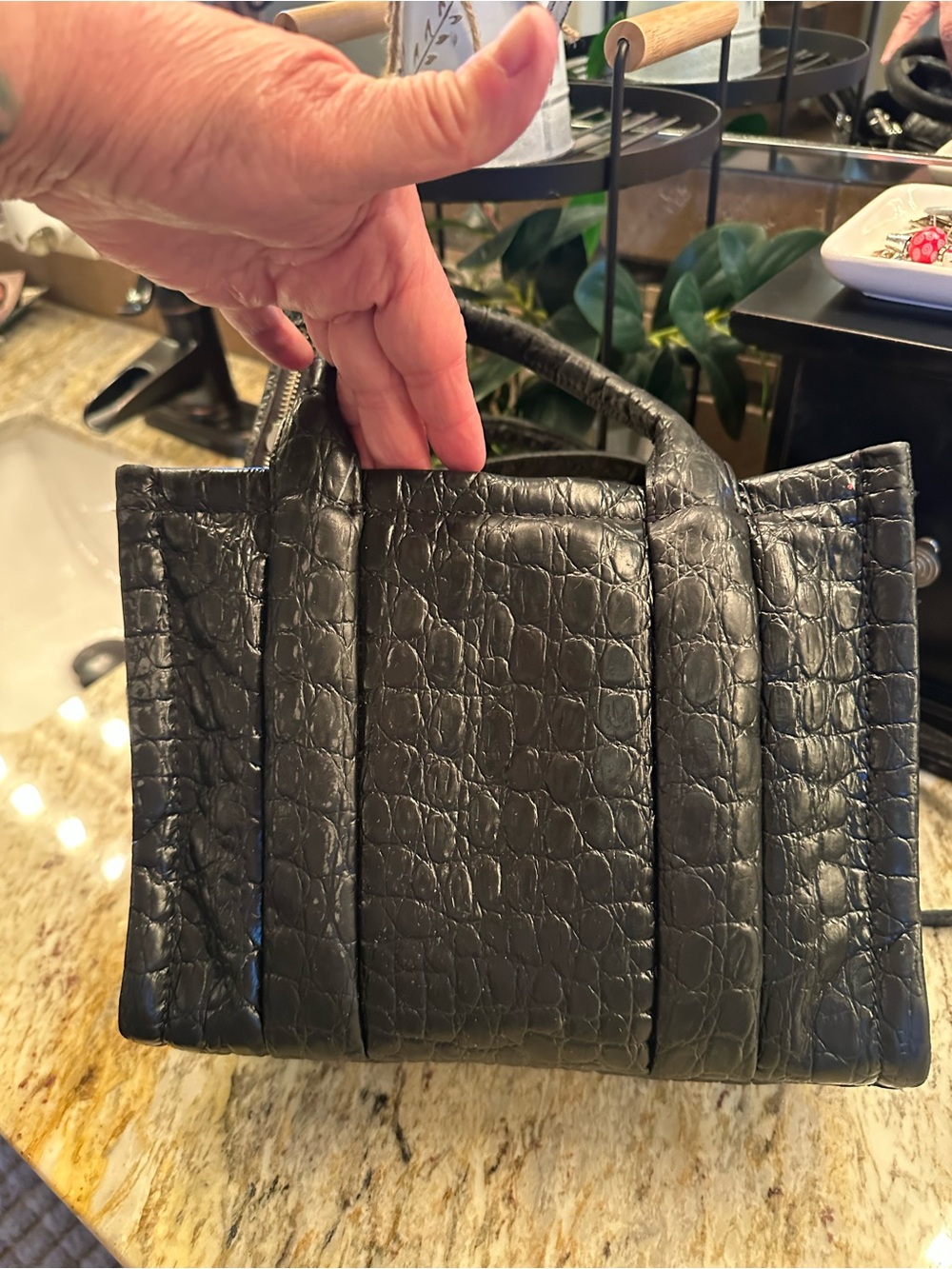 Marc Jacobs Black Croc-Embossed Tote Bag - Picture 8 of 9